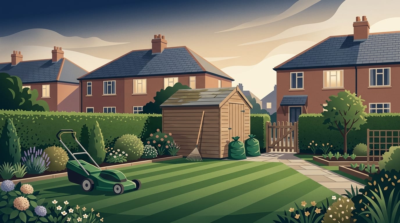 Illustration of a back garden being looked after on a regular visit